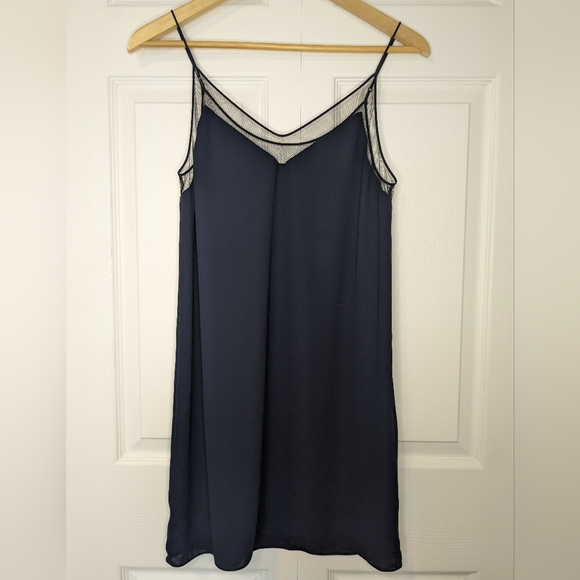 Babaton Mesh Detail Mini Dress - Navy - Size S - Picture 2 of 5